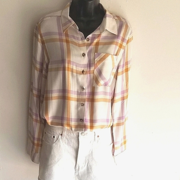 C&C California Pastal Plaid Button Down Top - Picture 6 of 6